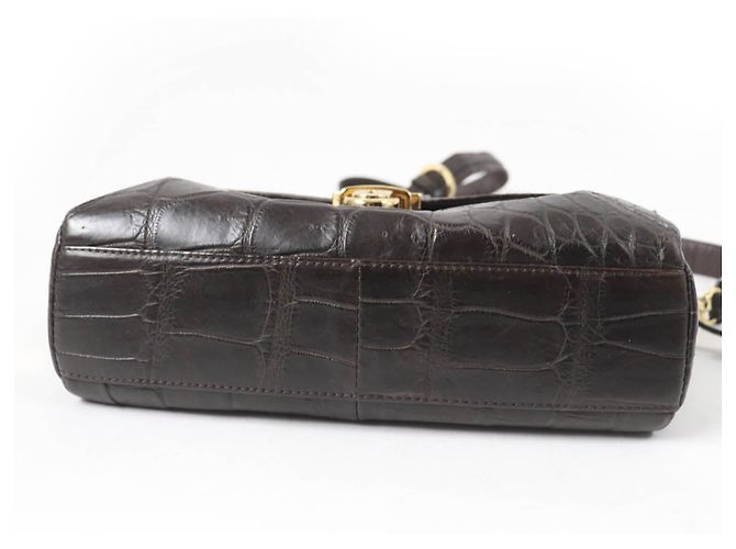 Autre Marque Borsa a spalla 2WAY in pelle di coccodrillo Marrone - vista 4