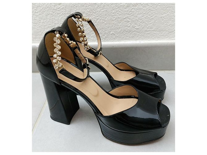 Décolleté Maje in vernice nera con strass Taglia 37 Nero - vista 2