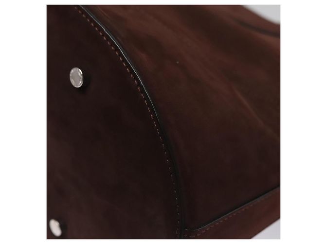 Bulgari Borsa a mano BVLGARI in suede 2 in 1 marrone argento autentica bs22466 - vista 17