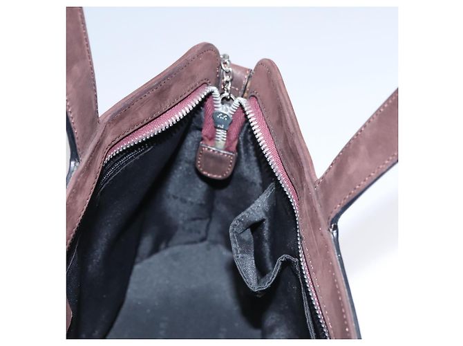 Bulgari Borsa a mano BVLGARI in suede 2 in 1 marrone argento autentica bs22466 - vista 19