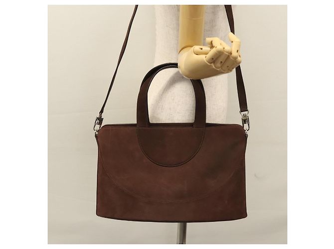Bulgari Borsa a mano BVLGARI in suede 2 in 1 marrone argento autentica bs22466 - vista 25