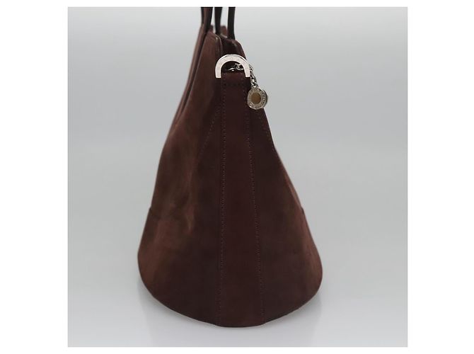 Bulgari Borsa a mano BVLGARI in suede 2 in 1 marrone argento autentica bs22466 - vista 4