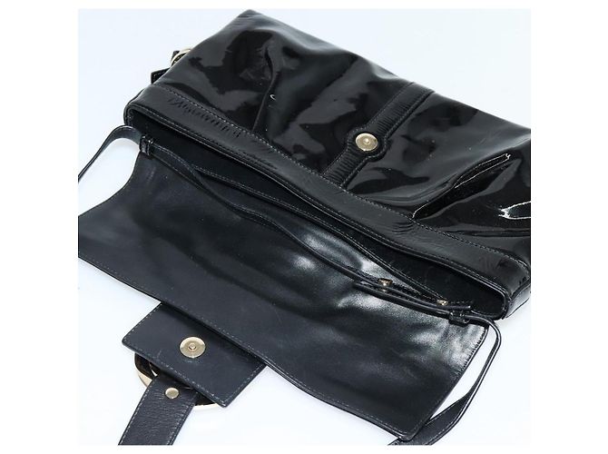 Bulgari Borsa a spalla BVLGARI Chandra Smalto Nero Auth bs22120 - vista 9