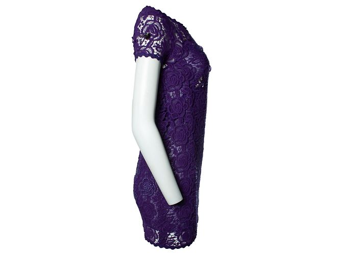 BluMarine, Lila Spitzenkleid mit Kristallen - Ansicht 4