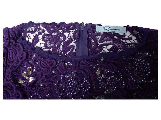 BluMarine, Lila Spitzenkleid mit Kristallen - Ansicht 7