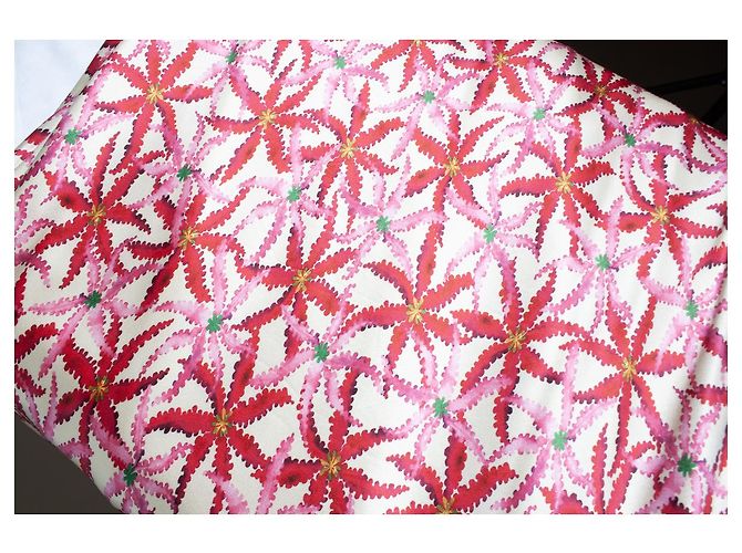 Autre Marque Vestido midi de seda satinada impressa com um ombro Saloni Rosa Vermelho - vista 5