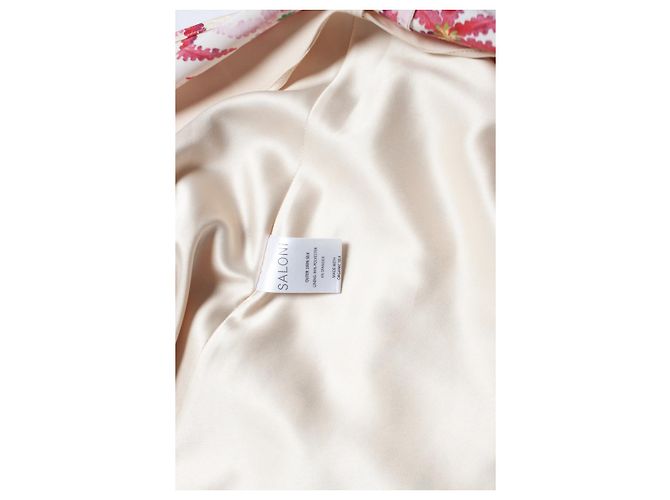 Autre Marque Vestido midi de seda satinada impressa com um ombro Saloni Rosa Vermelho - vista 7