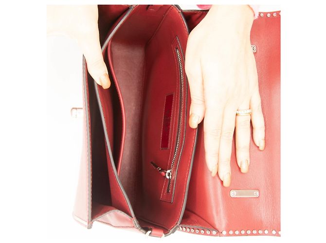Valentino Garavani Borsa a spalla in pelle rossa con borchie Rosso - vista 11