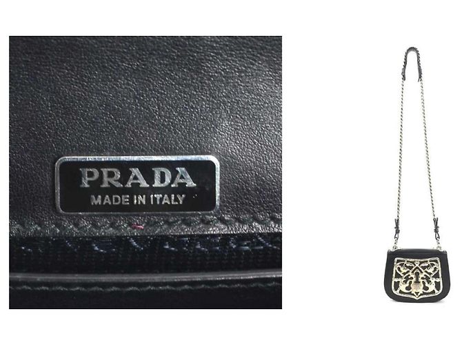 Borsa a spalla in pelle nera Prada Nero - vista 5
