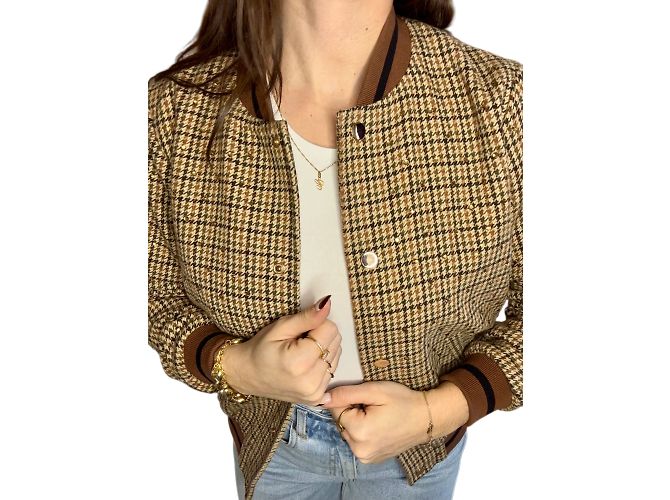 Giacca marrone Manoush T.36 in seta e viscosa con strass - vista 2