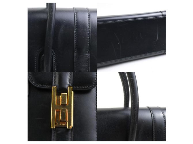 Hermès Bolso Hermes Drag 27 en cuero de ternera negro - vista 4