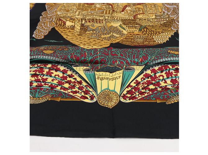 Foulard Hermès Carré 90 "L ATLANTIDE" 100% Seta Nero - vista 6