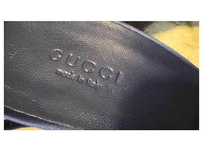 Marmont Sandali Gucci in raso e pelle blu - vista 4