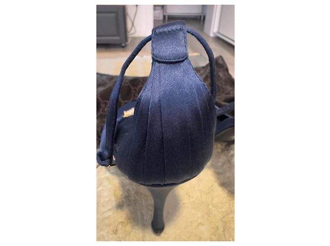 Marmont Sandali Gucci in raso e pelle blu - vista 6