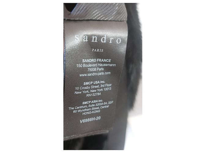 Sandro Chaqueta con capucha de piel de conejo negra Negro - vista 5
