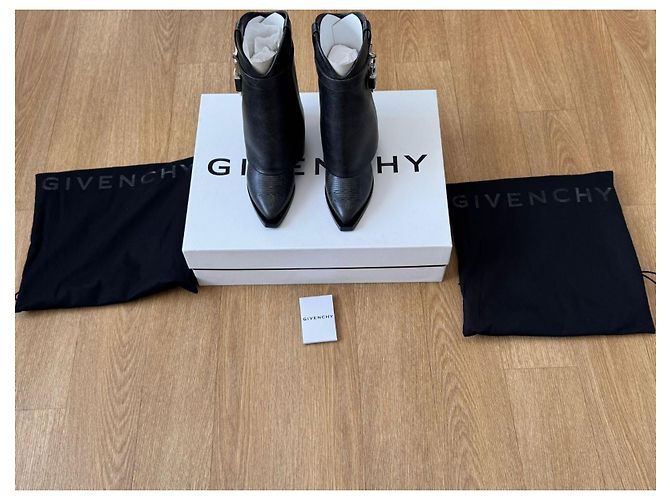 Botines Givenchy Shark Lock Cowboy de cuero negro - vista 8