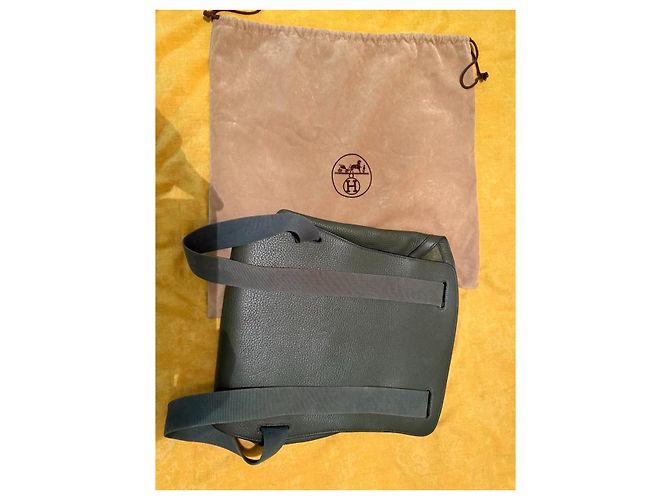 Hermès Sherpa Rucksack dunkelgrün Olivgrün - Ansicht 7