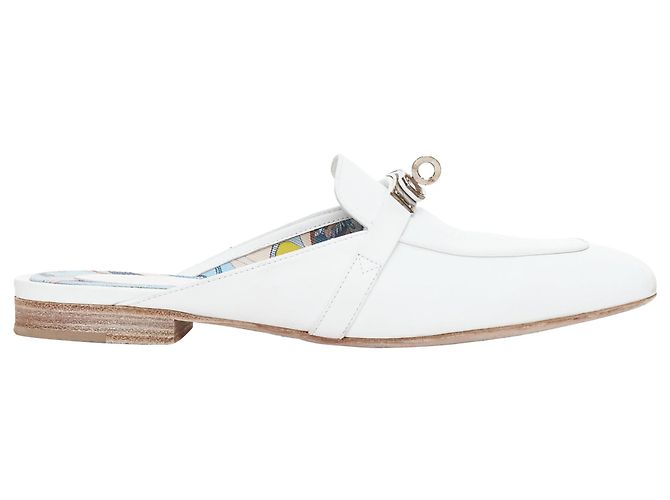 Kelly Mules mit Drehverschluss aus Kalbsleder von Hermès Weiß - Ansicht 2