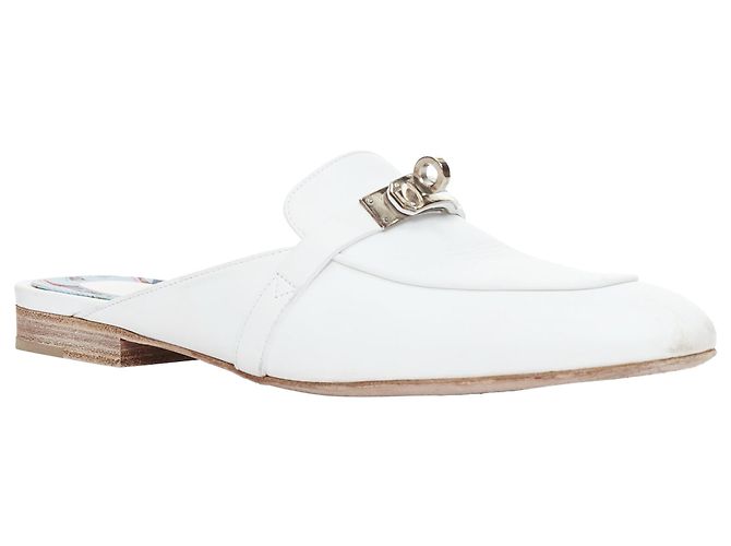 Kelly Mules mit Drehverschluss aus Kalbsleder von Hermès Weiß - Ansicht 3