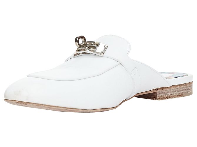 Kelly Mules mit Drehverschluss aus Kalbsleder von Hermès Weiß - Ansicht 4