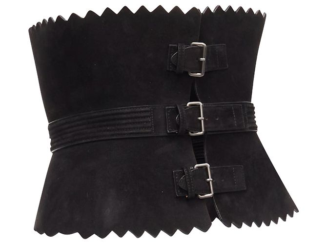 Alaïa Cintura statement in pelle scamosciata con ampie scallop di Azzedine Alaia - vista 3