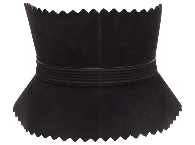 Alaïa Cintura statement in pelle scamosciata con ampie scallop di Azzedine Alaia - vista 5