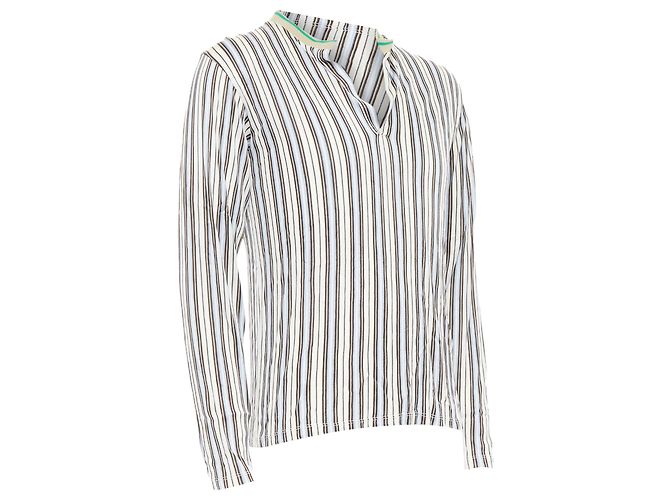 Polo a maniche lunghe a righe crema Miu Miu - vista 3