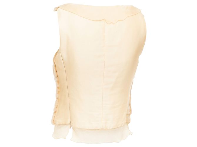 Bow Top de cetim de seda com laço de pele tingida de creme da Prada - vista 5