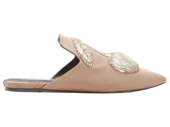 SANAYI 313 Sanayi Silberstoff bestickte Babouche Slipper Braun Beige - Ansicht 2
