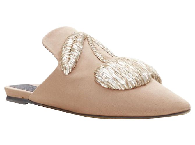 SANAYI 313 Sanayi Silberstoff bestickte Babouche Slipper Braun Beige - Ansicht 3