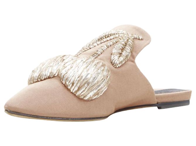 SANAYI 313 Sanayi Silberstoff bestickte Babouche Slipper Braun Beige - Ansicht 4