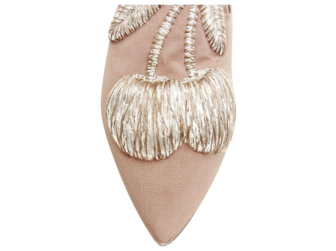 SANAYI 313 Sanayi Silberstoff bestickte Babouche Slipper Braun Beige - Ansicht 6