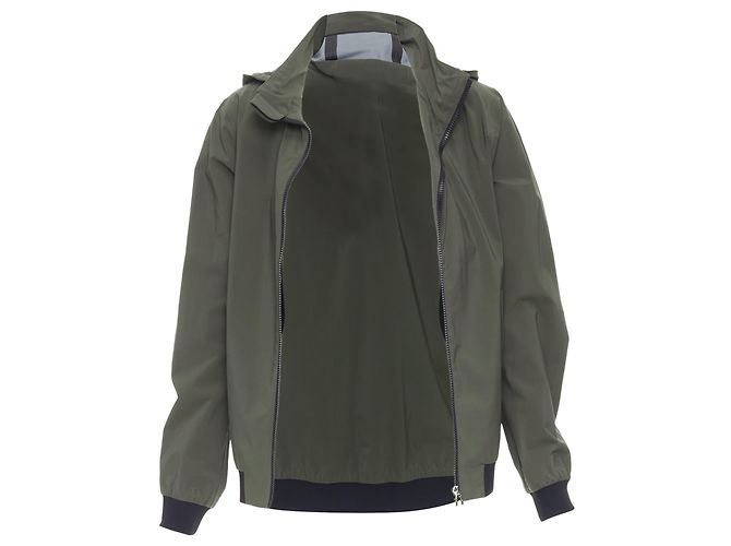 Trim Hermès Giacca a vento con cappuccio e zip in misto poliamide khaki Hermes Ponant Verde Cachi - vista 3