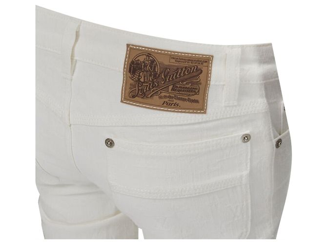 Jeans bootcut in denim jacquard con monogramma Louis Vuitton Bianco - vista 2