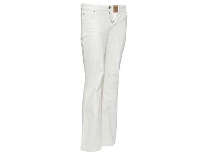 Jeans bootcut in denim jacquard con monogramma Louis Vuitton Bianco - vista 3