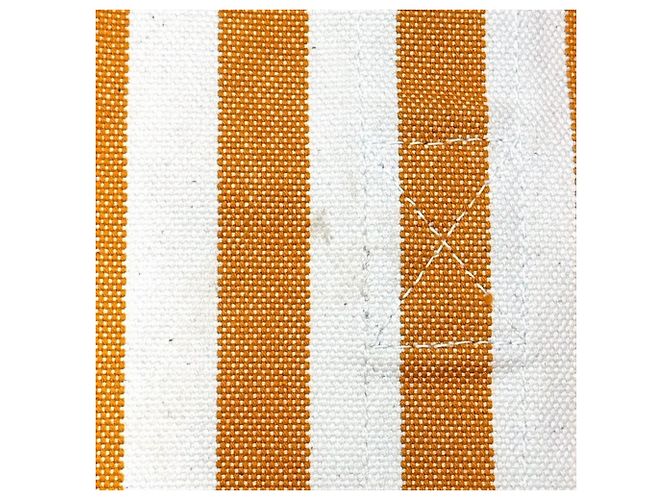 Hermès Borsa tote a righe Hermes Toile H Cannes MM Bianco Arancione - vista 10