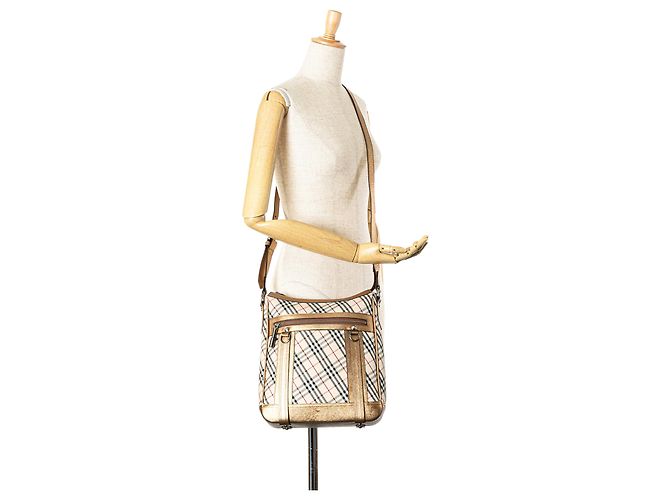 Borsa a tracolla Burberry Beige Nova Check Canvas - vista 6