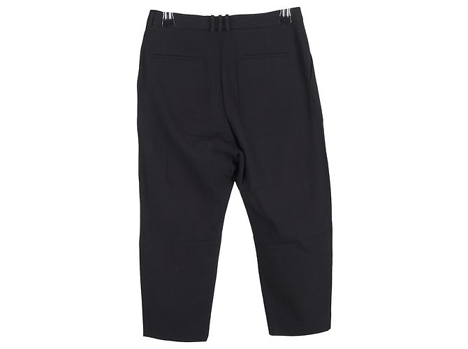 Balmain Drapierte gerade cropped Hose aus schwarzer Wolle - Ansicht 2