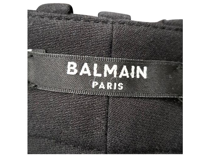 Balmain Drapierte gerade cropped Hose aus schwarzer Wolle - Ansicht 3
