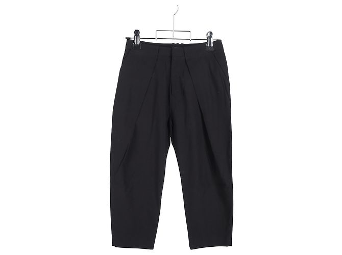 Balmain Drapierte gerade cropped Hose aus schwarzer Wolle - Ansicht 4