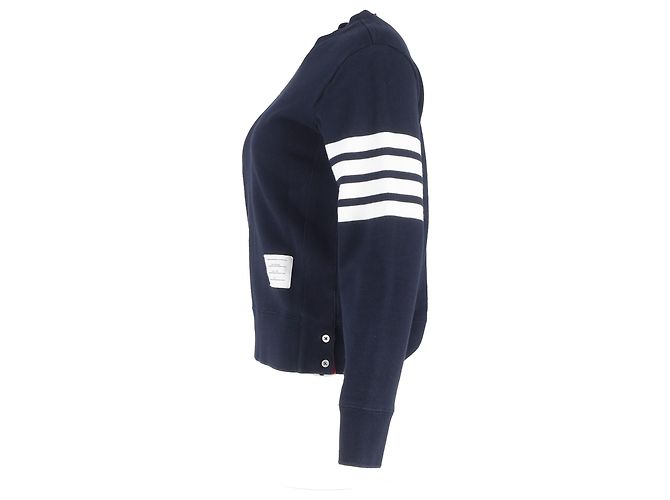 Suéter com listras de quatro barras Thom Browne em algodão azul marinho - vista 2