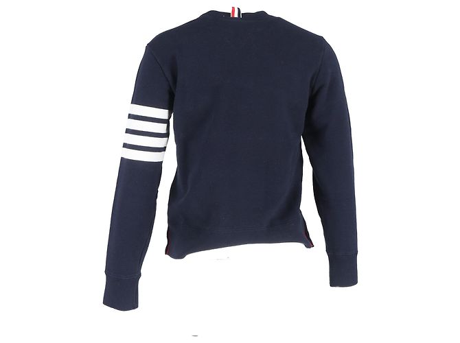 Suéter com listras de quatro barras Thom Browne em algodão azul marinho - vista 3