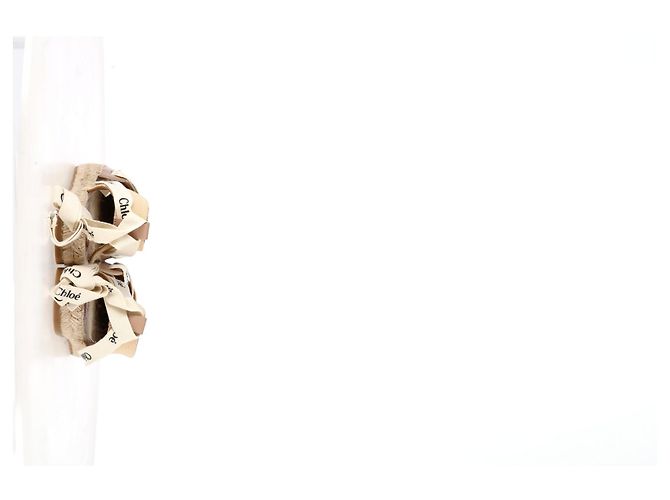 Chloé Espadrille Ankle Wrap Ingrid Ballerinas aus Creme-Canvas - Ansicht 11