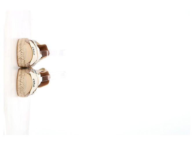 Chloé Espadrille Ankle Wrap Ingrid Ballerinas aus Creme-Canvas - Ansicht 13