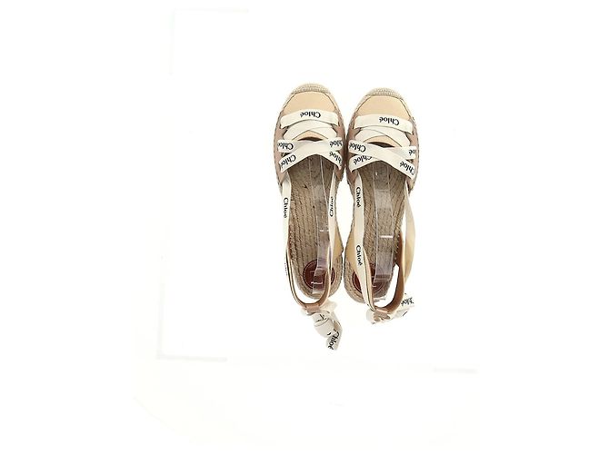 Chloé Espadrille Ankle Wrap Ingrid Ballerinas aus Creme-Canvas - Ansicht 14