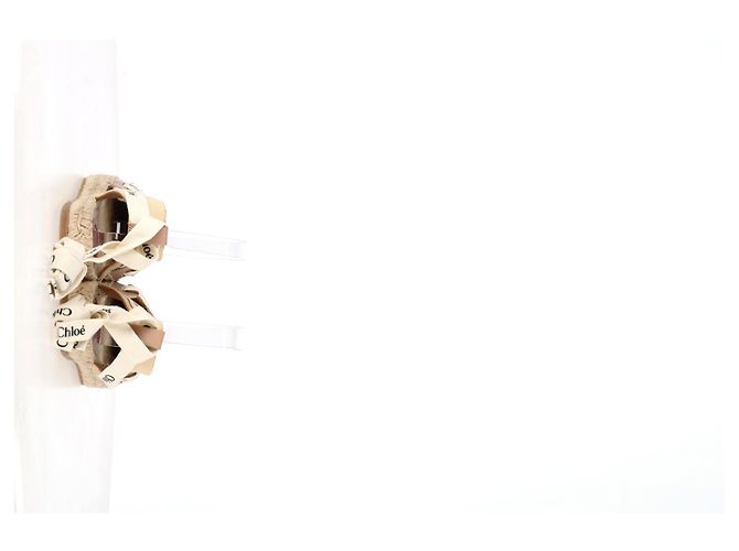 Chloé Espadrille Ankle Wrap Ingrid Ballerinas aus Creme-Canvas - Ansicht 17