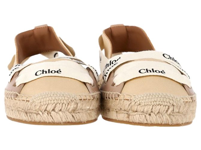 Chloé Espadrille Ankle Wrap Ingrid Ballerinas aus Creme-Canvas - Ansicht 2