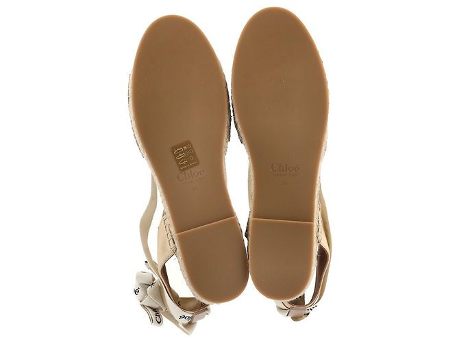 Chloé Espadrille Ankle Wrap Ingrid Ballerinas aus Creme-Canvas - Ansicht 6