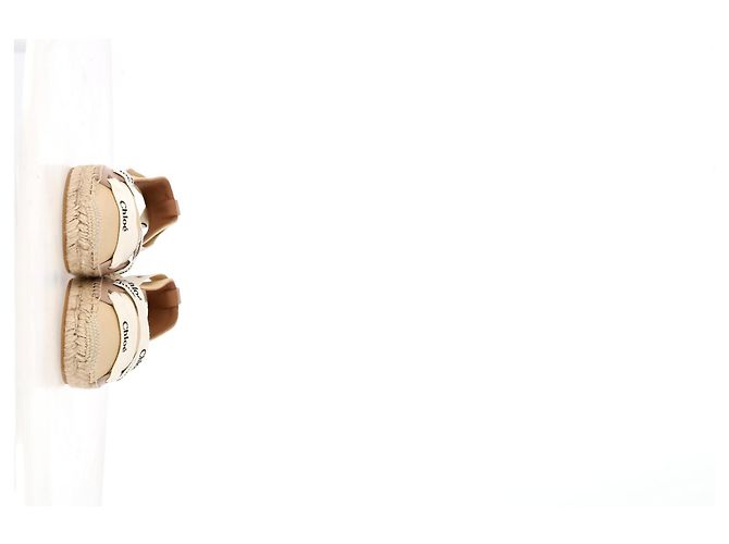 Chloé Espadrille Ankle Wrap Ingrid Ballerinas aus Creme-Canvas - Ansicht 8