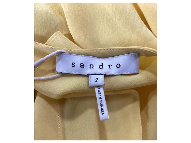Blusa a maniche fluide Sandro in seta gialla Giallo - vista 10